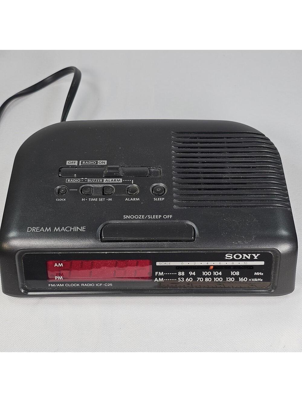 Sony Dream Machine ICF-C25 Clock Radio AM-FM Alarm Tested! Works Well!